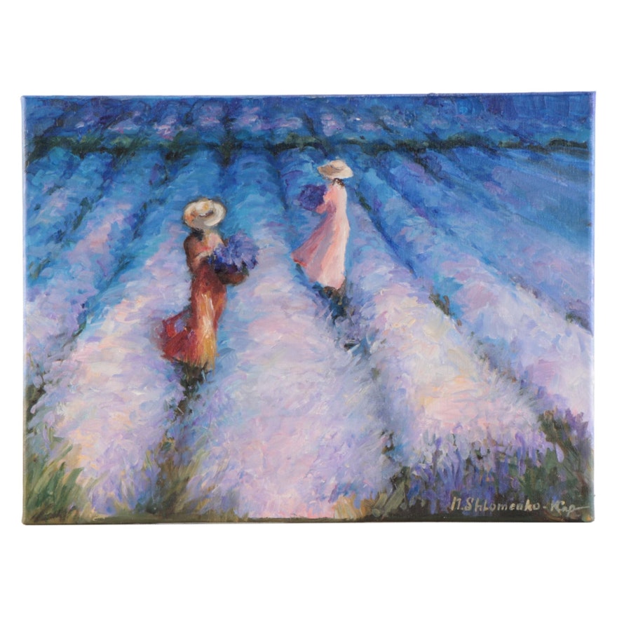 Nataliya Shlomenko Oil Painting "On the Lavender Field," 2022