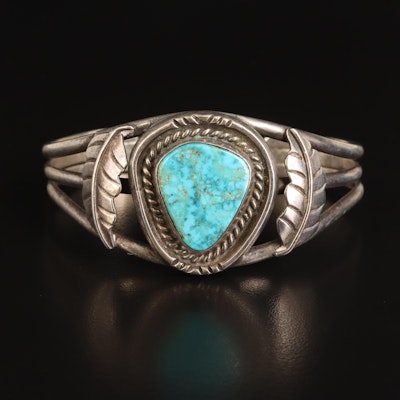 Western Signed Sterling Turquoise Cuff