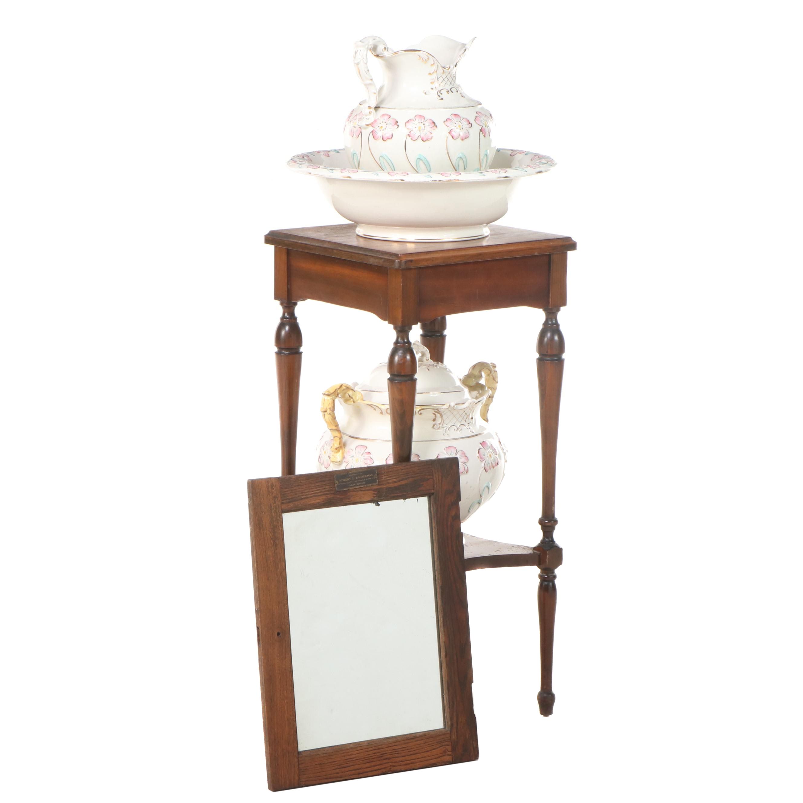 Washstand with Pitcher and Basin Set and Chamber Pot EBTH