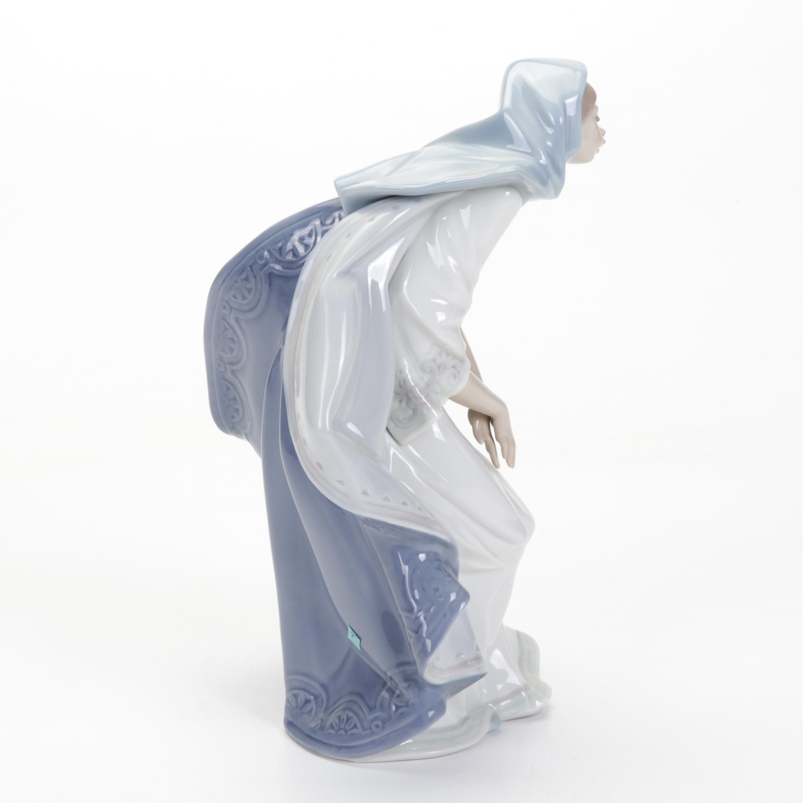 Lladro "Mary" and "Angel Reclining" Porcelain Figurines, Late 20th