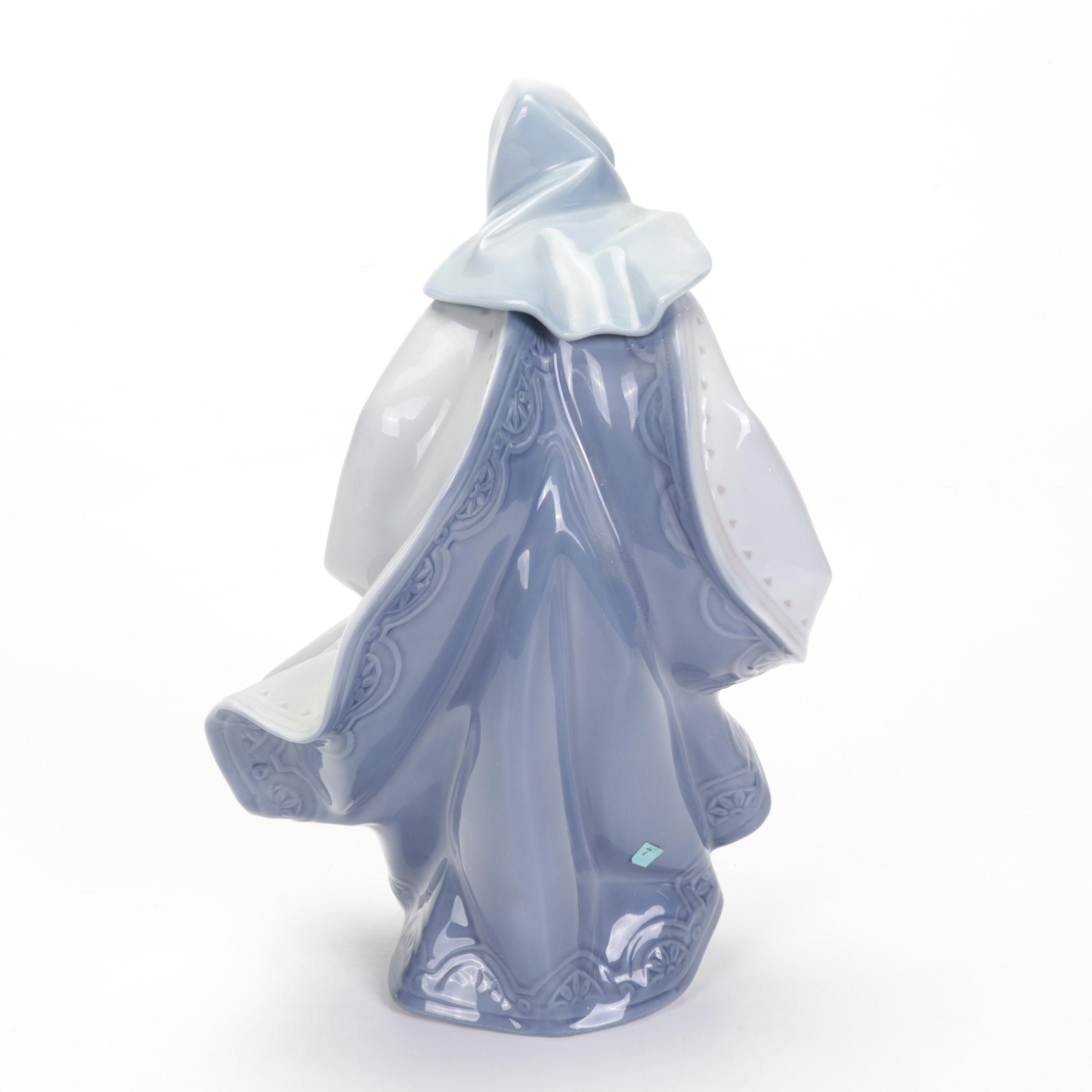 Lladro "Mary" and "Angel Reclining" Porcelain Figurines, Late 20th