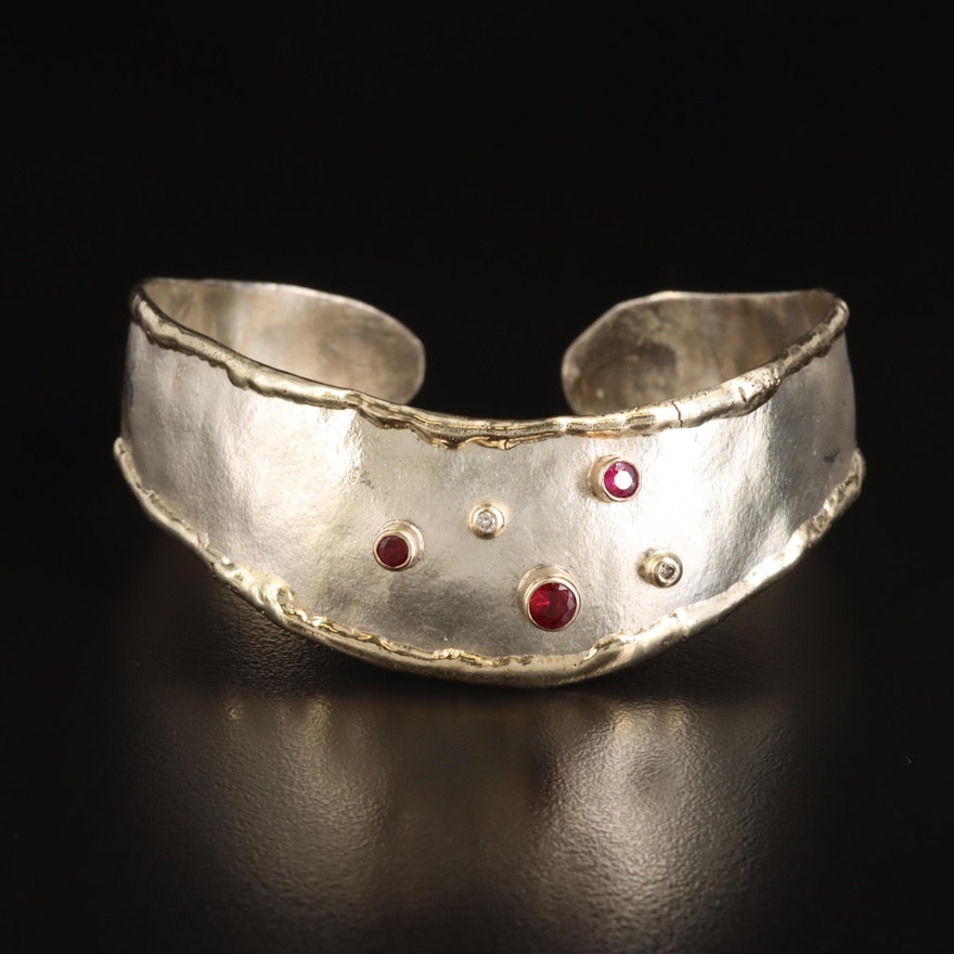 Sterling Ruby and Diamond Cuff