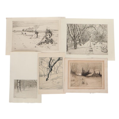 Lee Sturges Farm and Winter Landscape Etchings, 1910-1958
