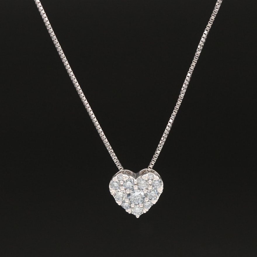 Sterling Lab Grown Diamond Heart Necklace