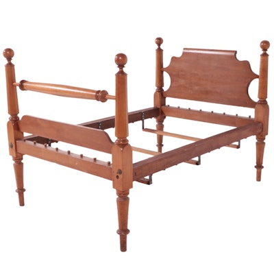 American Classical Maple "Cannonball" Bed Frame, Mid-19th Century and Adapted