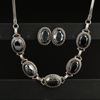 Vintage Danecraft Sterling Hematite Necklace and Earrings