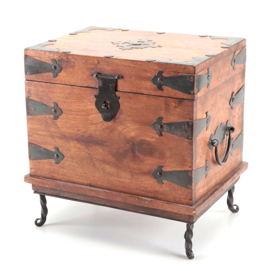 Spanish Colonial Style Metal Embellished Footed Chest