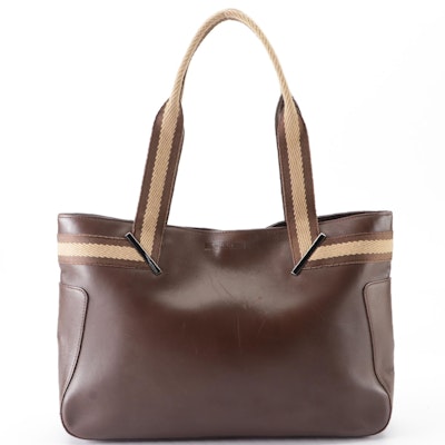 Gucci Small Shoulder Tote in Brown Calfskin Leather
