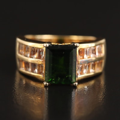 Sterling Tourmaline and Sapphire Ring