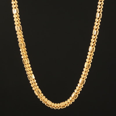 22K Square Ball and Bar Chain Necklace
