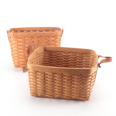 Longaberger Woven Maple Magazine Basket and Double Handle Basket