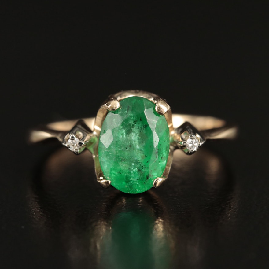 10K 1.34 CT Emerald and Diamond Ring