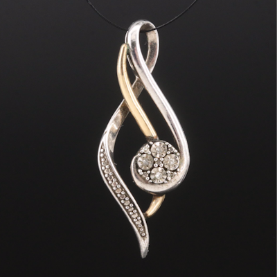 Sterling Diamond Pendant with 10K Accent
