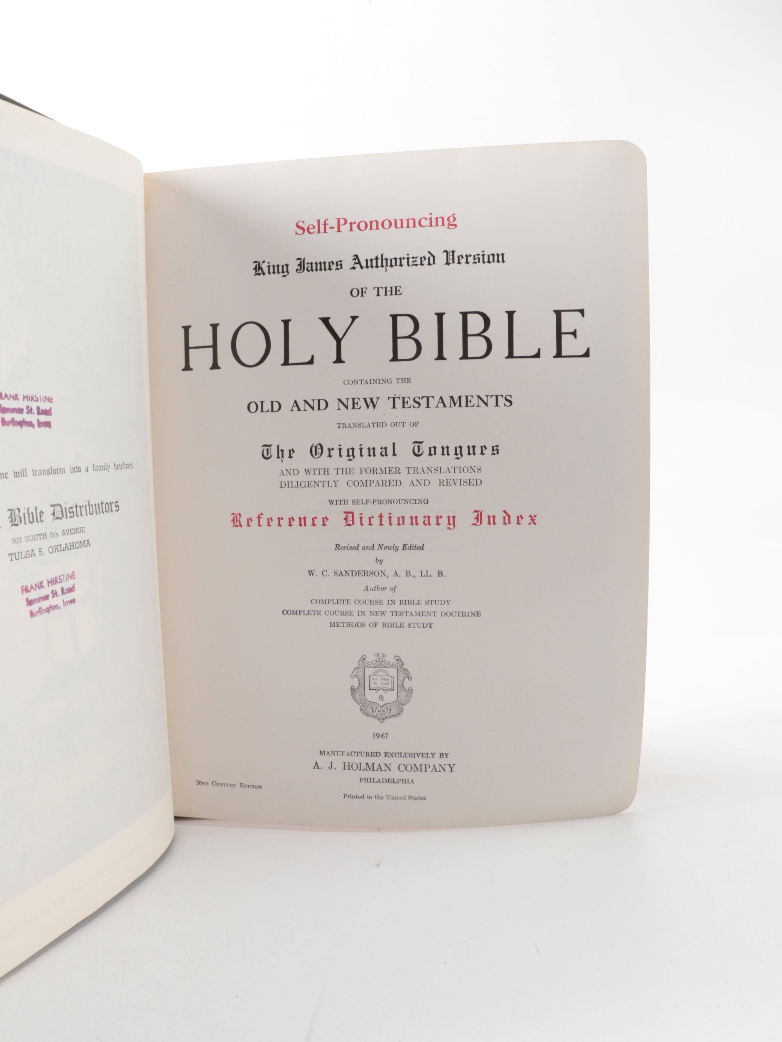 Self pronouncing king james version holy bible with reference