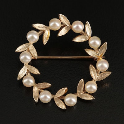 1960s 14K Pearl Wreath Brooch