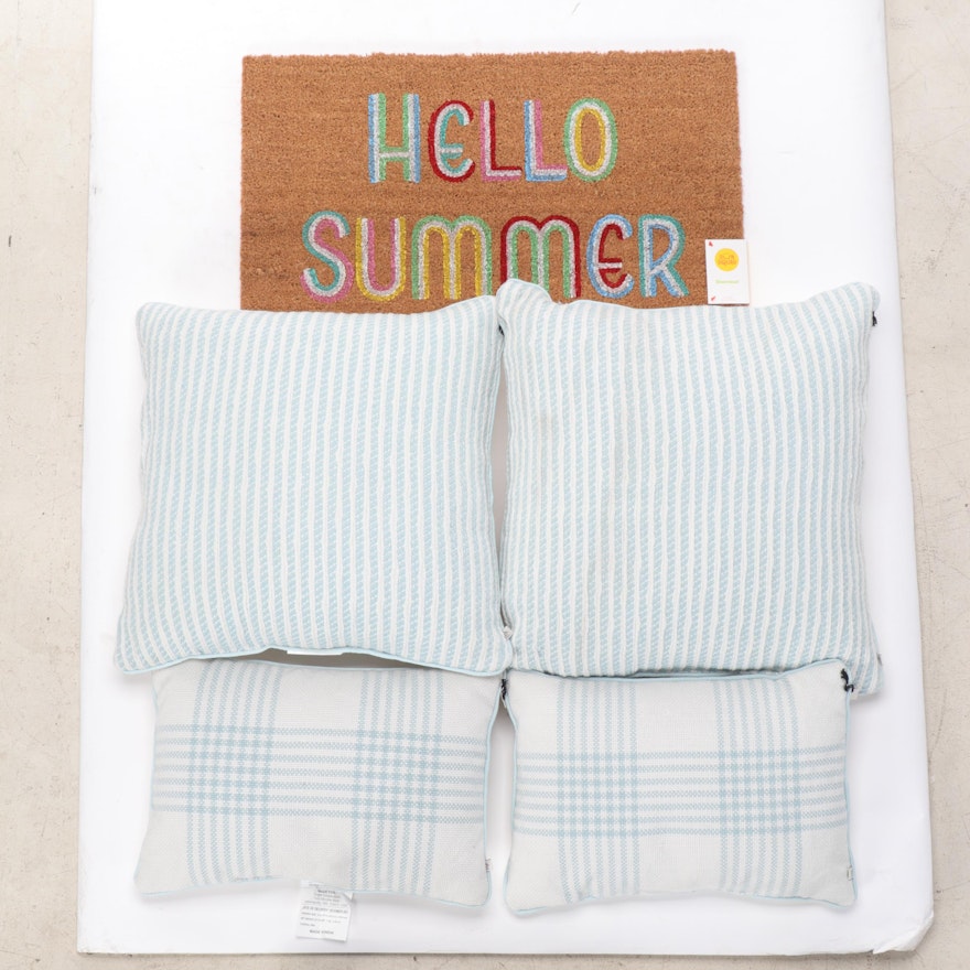 Hearth & Hand Decorative Pillows with "Hello Summer" Sun Squad Door Mat