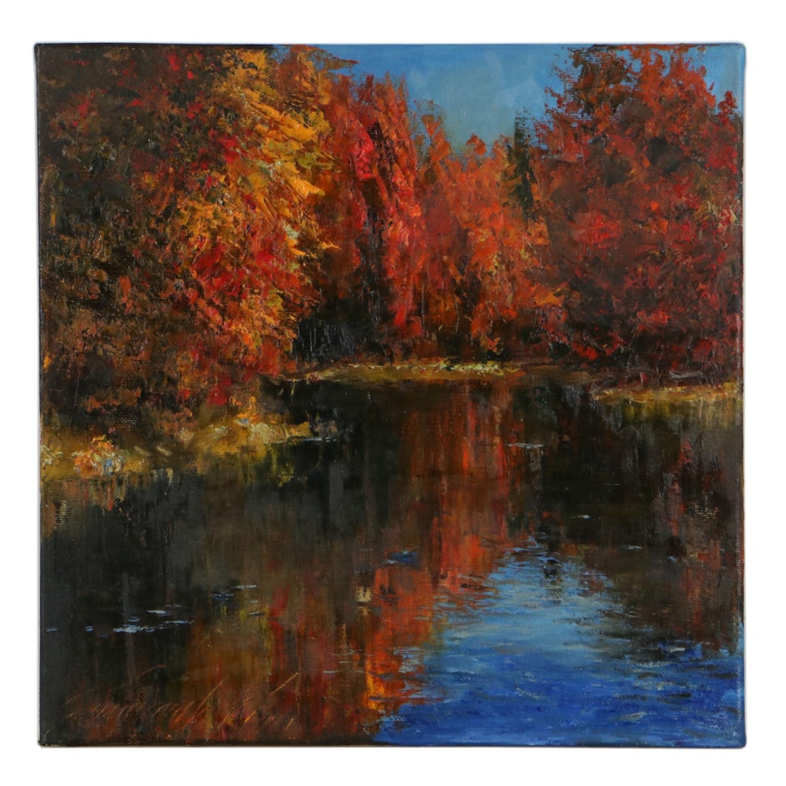 Garncarek Aleksander Autumnal Landscape Oil Painting, 2022