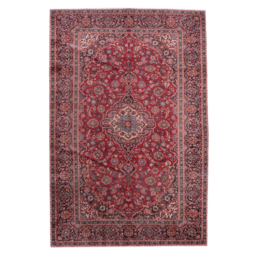 8' x 12'2 Hand-Knotted Persian Kashan Room Sized Rug