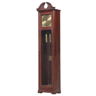 Colonial Mfg., Mahogany Grandfather Clock with Brass Face