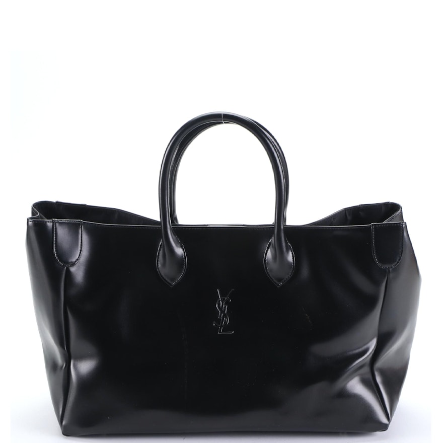 YSL Black Leather Tote Bag