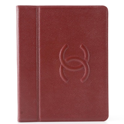 Chanel CC iPad Cover in Burgundy Caviar Leather