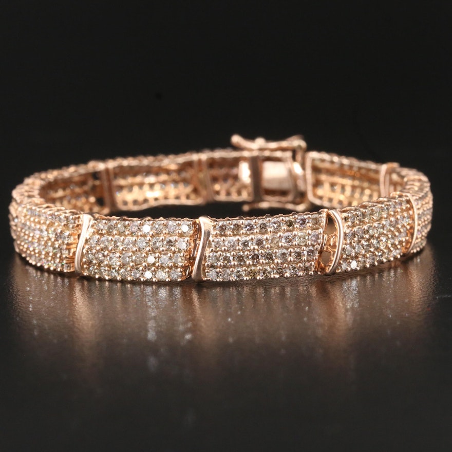 10K Rose Gold 8.03 CTW Diamond Line Bracelet