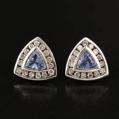 10K Tanzanite and Diamond Stud Earrings
