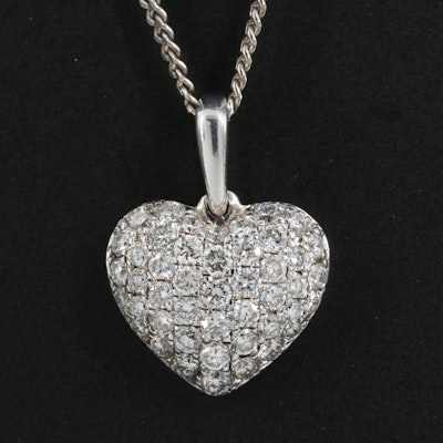 Sterling 0.50 CTW Lab Grown Pavé Diamond Heart Pendant Necklace