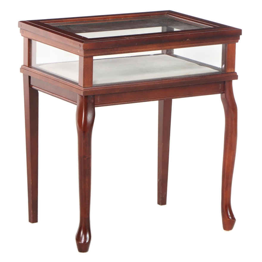 Queen Anne Style Mahogany-Stained Vitrine Side Table