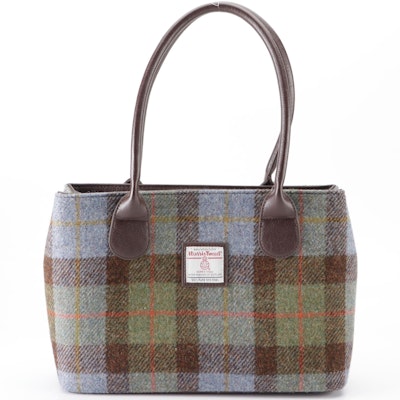 Glen Appin of Scotland Harris Wool Tweed Tote with Faux Leather Trim