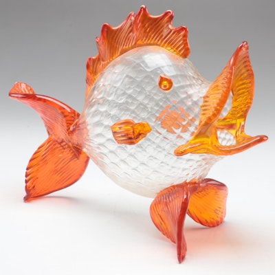 Handblown Art Glass Fish Vase