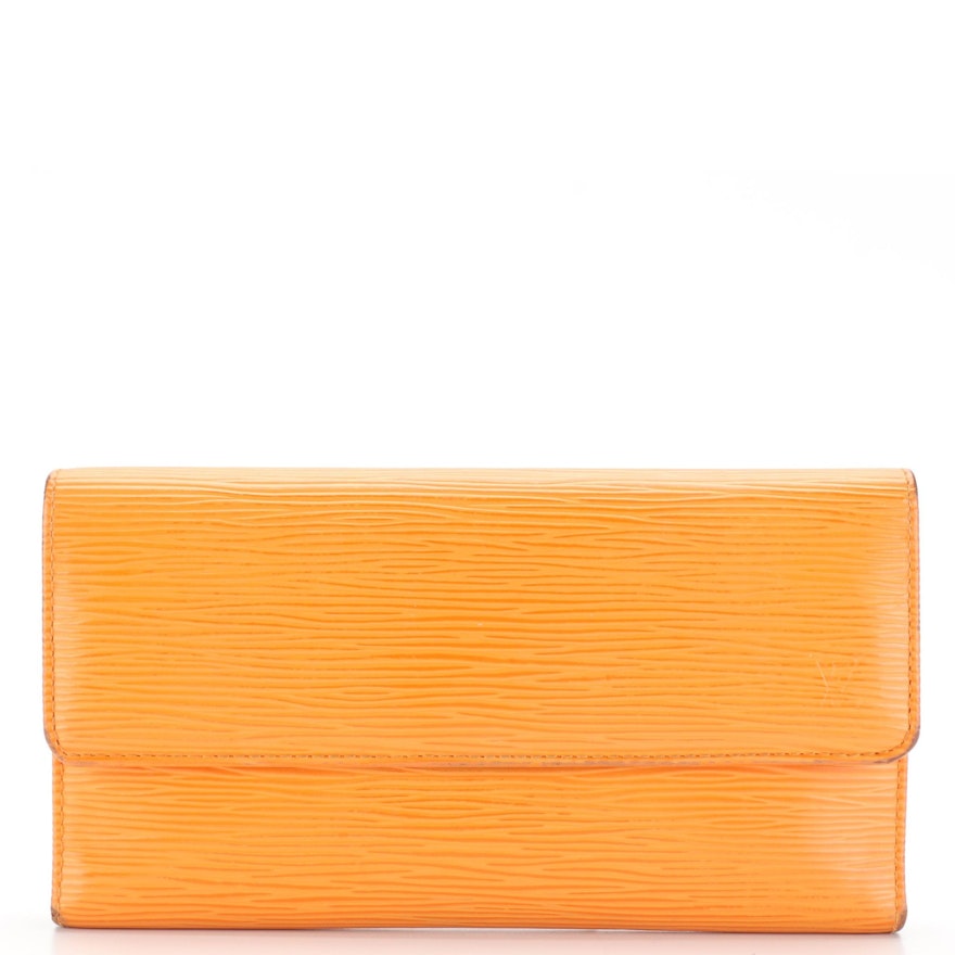 Louis Vuitton Porte-Trésor International Wallet in Mandarin Epi Leather with Box
