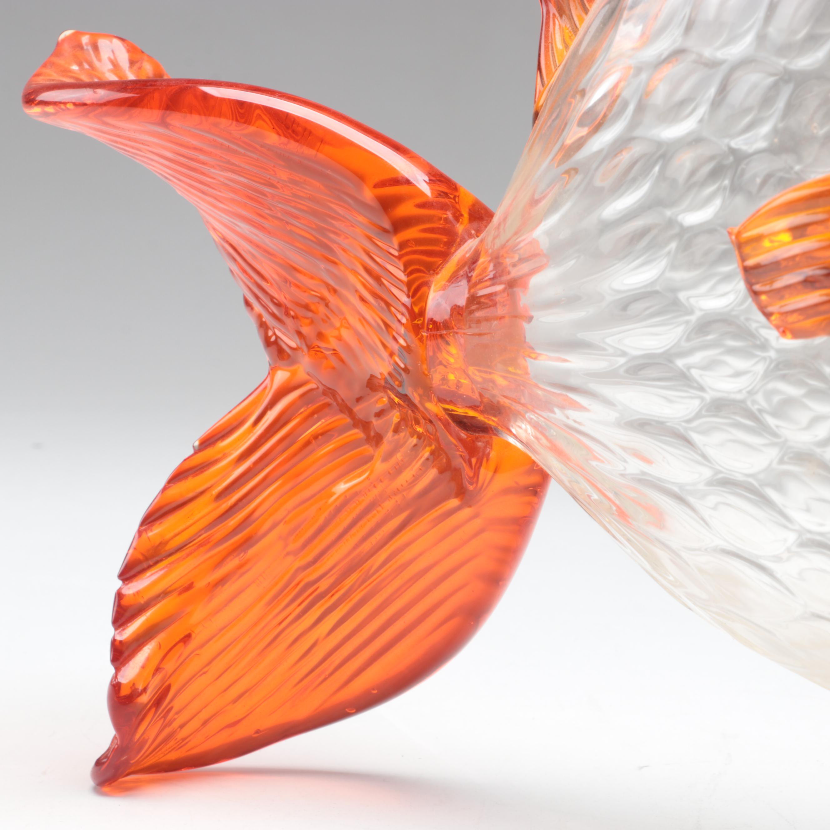 Handblown Art Glass Fish Vase EBTH