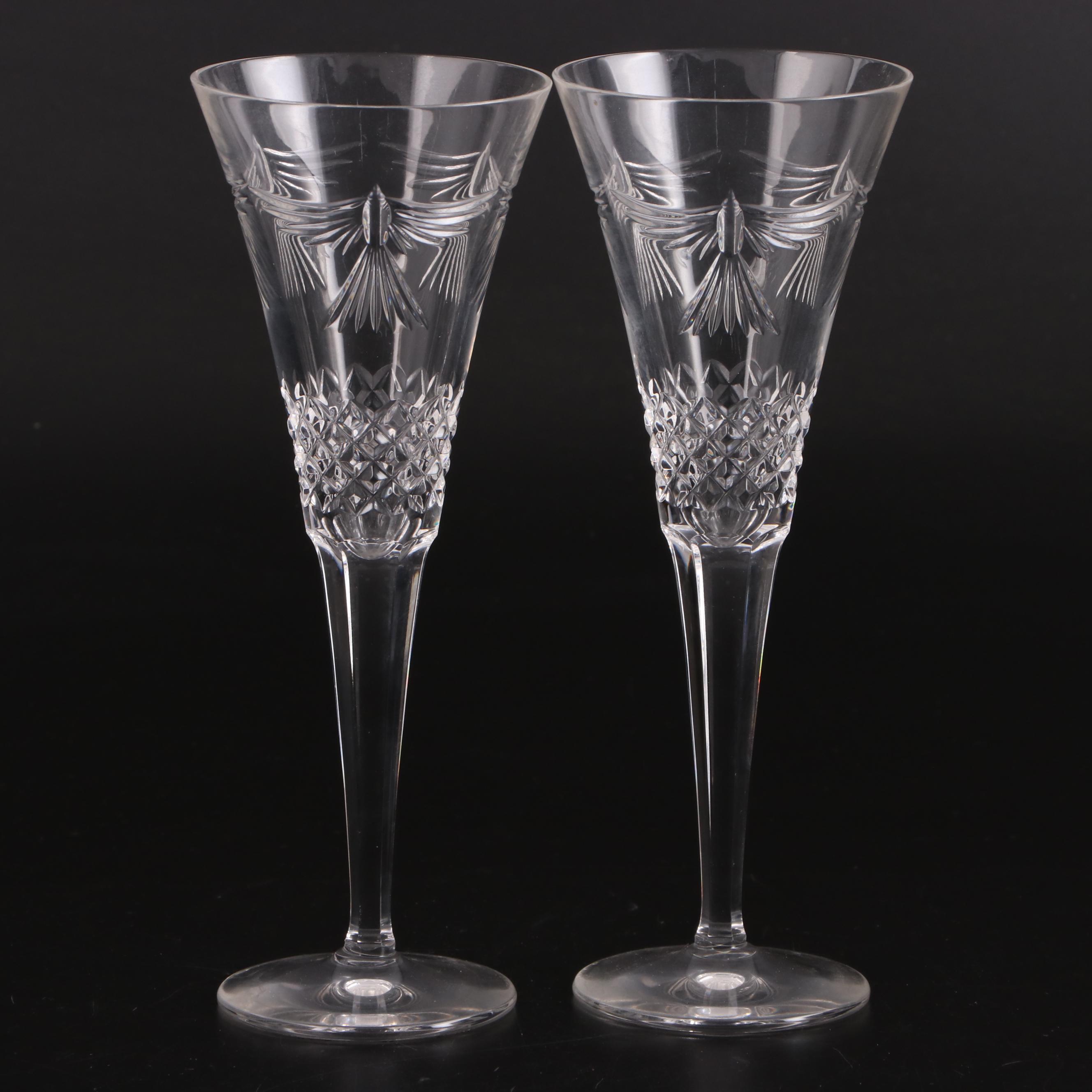 Waterford Crystal "Peace" Toasting Flutes with Other Champagne and