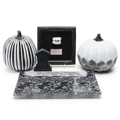Halloween Table and Wall Décor Including Pumpkins, Tray and More
