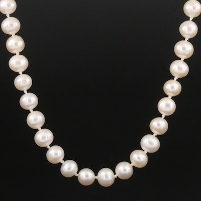 Pearl Rope Length Necklace with 14K Clasp