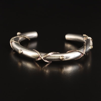 Sterling X Cuff with 14K Accents