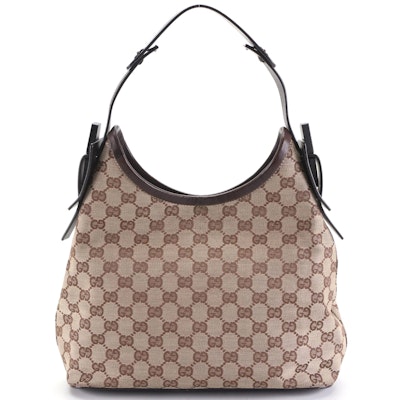 Gucci Shoulder Bag in GG Canvas and Leather Trim