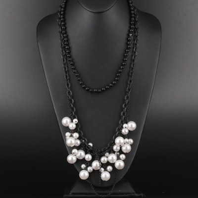 Necklaces Including Glass and Faux Pearl