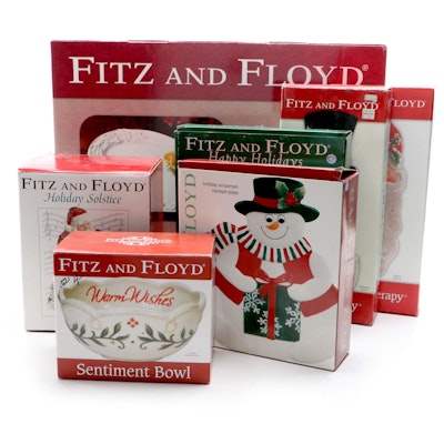 Fitz & Floyd "Cheateay Blanc" Platter with Christmas Themed Collection