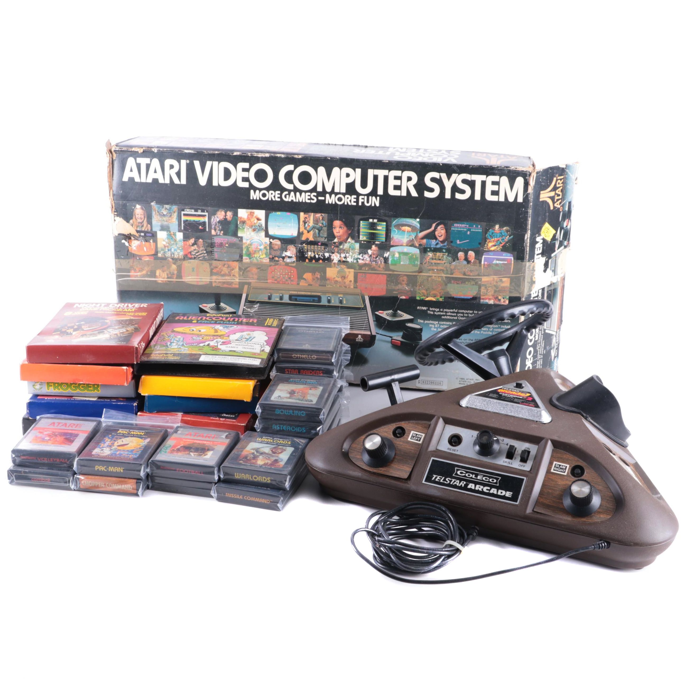 Atari 2600 Jr. with Assorted Games and Coleco Telstar Arcade EBTH