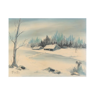 Winter Landscape Oil Painting, 1981