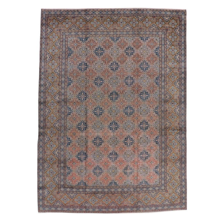 9'8 x 12'5 Hand-Knotted Persian Kashan Room Sized Rug