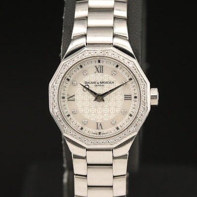 Baume & Mercier Riviera Diamond Stainless Steel Wristwatch