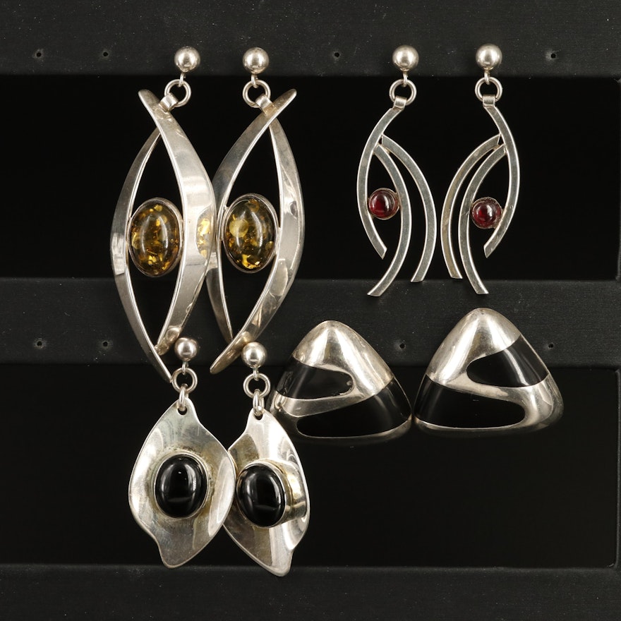Mexican 950 Silver and Alysia Roberts Featured in Vintage Sterling Earrings