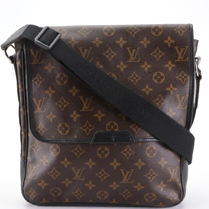 Louis Vuitton Bass MM Messenger Bag in Monogram Macassar and Black Leather