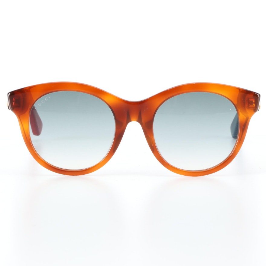 Gucci GG0169SA Translucent Amber Sunglasses with Case