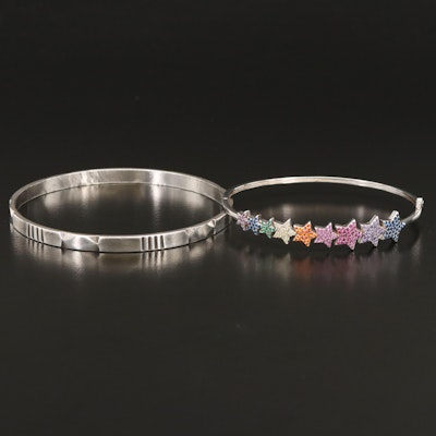Pairing of Sterling Bangles Including Ruby, Spinel and Cubic Zirconia