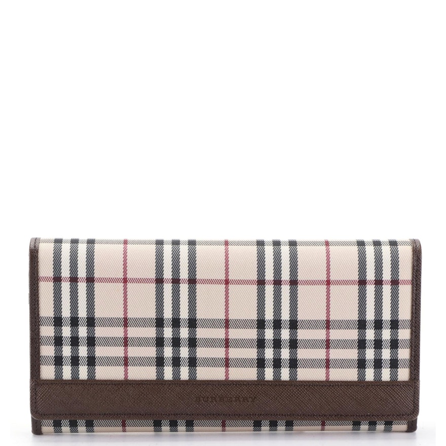 Burberry Long Wallet in Nova Check and Leather with Box