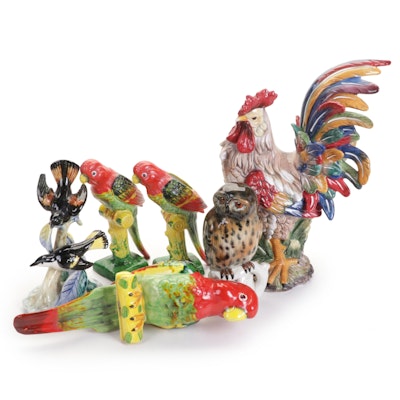 Napco Parrot, Stangl Bird Figurines, Ceramic Rooster, and More